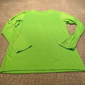EUC, Boy’s Neon Green, Champion, Long-Sleeve Athletic Shirt. Size XL (16 - 18)